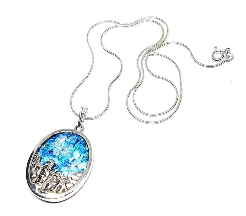 925 Silver Roman Glass Pendant ,Roman Necklace , Jerusalem Pendant,Judaica Pendant,Roman Glass Pendant