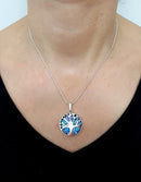 Hand Made 925 Silver Tree of Life Roman Glass Pendant Necklace, Silver Tree of Life Necklace ,Tree of Life Pendant