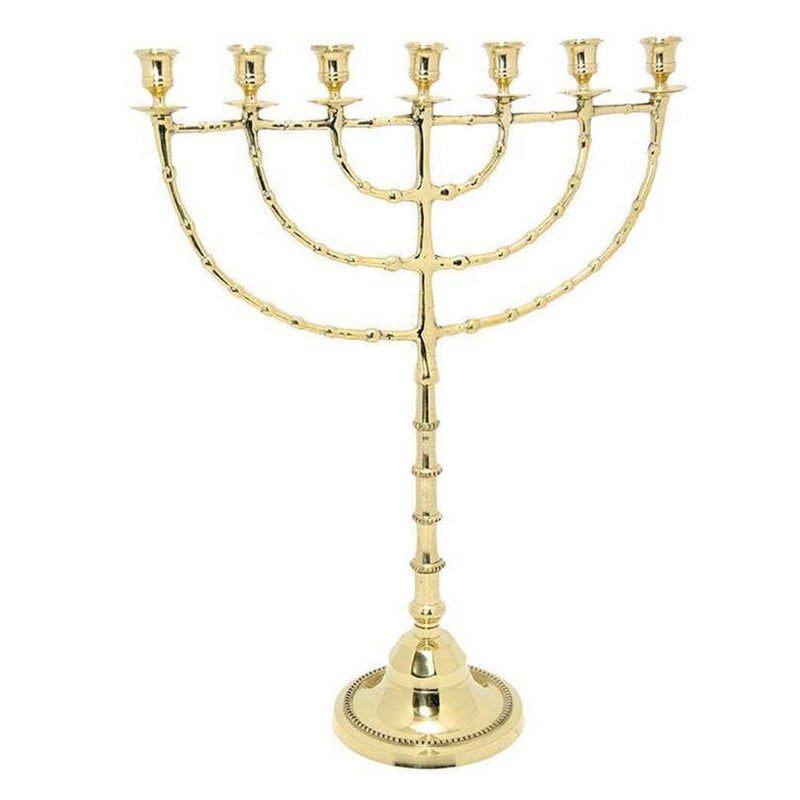 Brass Copper Extra Large 18 Inch Height Seven Branches Jumbo Size Israel Menorah