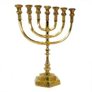 Brass Copper 14 Inch  Height Massive Temple Menorah Jerusalem Candle Holder Oil Stand Art