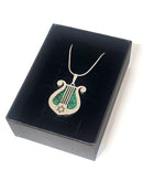 Eilat Stone 925 Sterling Silver Harp Pendant ,Eilat Stone Star Of David Pendant ,King David Harp Pendant ,Harp Necklace,Lyre Pendant