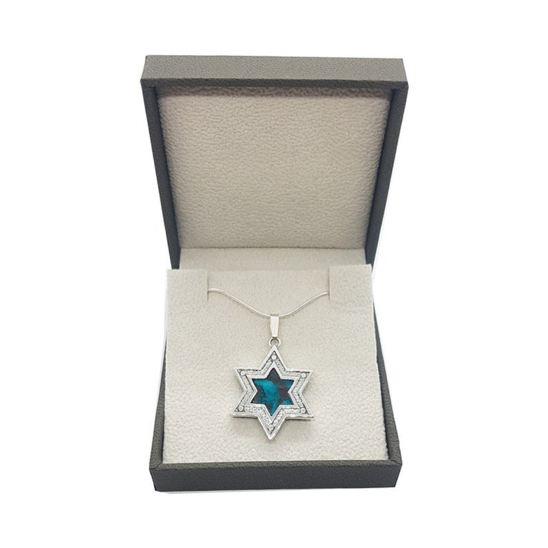 Amaizing 925 Sterling Silver Eilat Stone Pendant, Star of David Pendant israel