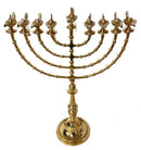 Brass Copper Hand Made Authentic Extra Large 22 Inch / 55 cm Hanukkah Candle Holder With 9 Genie Aladdin Oil Lamp Branches Gift