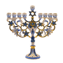 Cohen Tsemach Art & Gift Hand Painted Enamel Menorah Star of David Blue Hanukkiah hanukkah