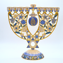 Cohen Tsemach Art&Gift Amazing Menorah Hanukkiah handmade,Blue pomegranate
