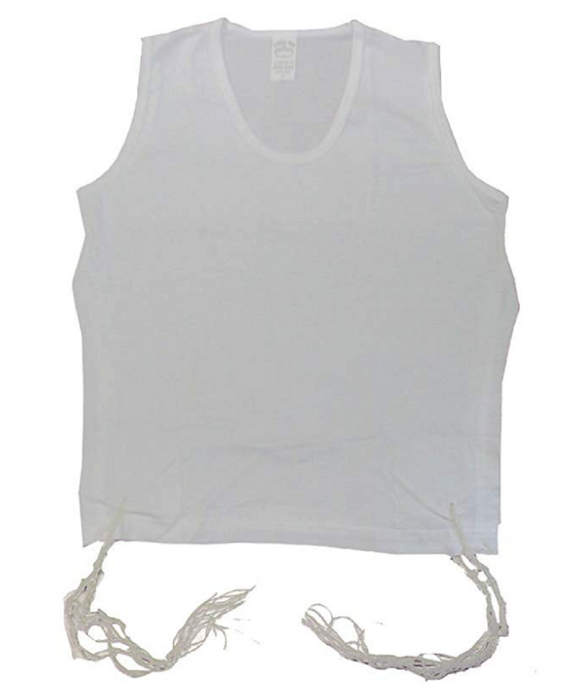 T-Shirt with Tzitzit Attached Adult Size - White