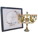 Cohen Tsemach Art&Gift Turquoise Hanukkah Menorah Enamel Lions Star Of David Hanukkiah