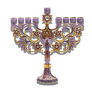 Cohen Tsemach Art & Gift Hand Painted Enamel Menorah Star of David purple Hanukkiah hanukkah