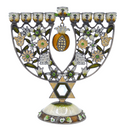 Cohen Tsemach Art&Gift Amazing Menorah Hanukkiah handmade,Green pomegranate